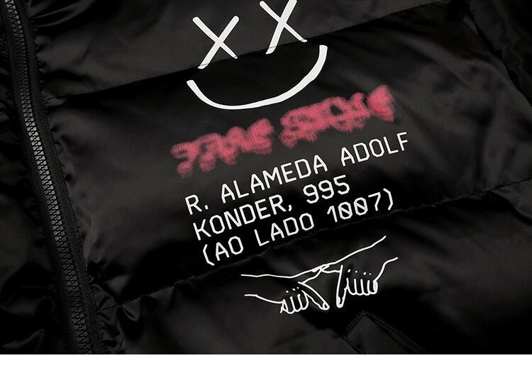 Smiley Face Graffiti Bomber Streetwear Jacket